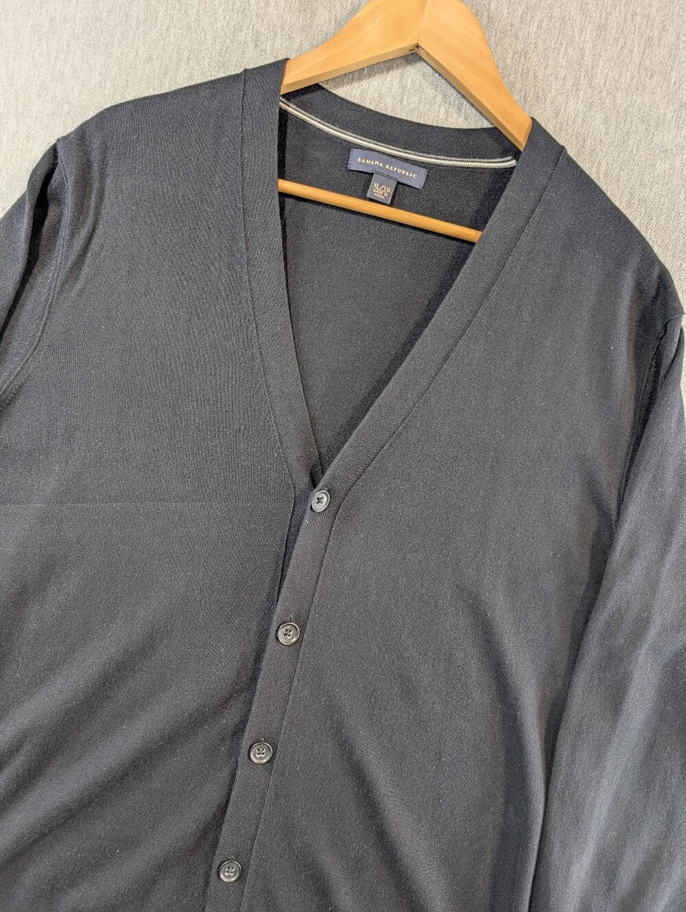 Banana Republic Cardigan Sweater Men's XL Black Silk Cashmere Blend